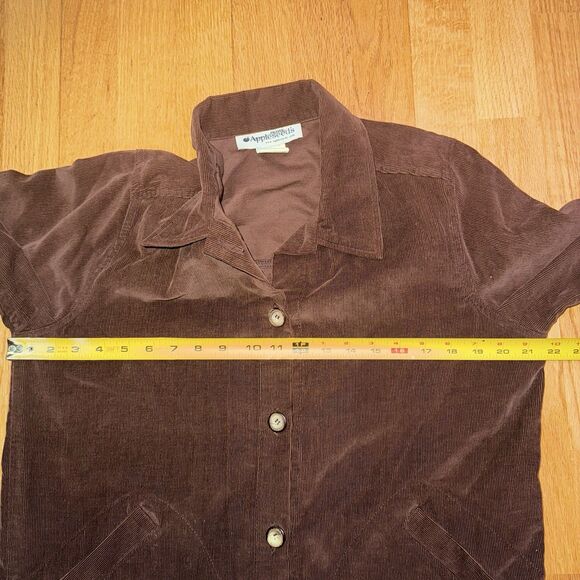 Appleseeds Women’s VTG Corduroy Shirt Petite Dark Academia Preppy Brown 12P - Picture 7 of 16